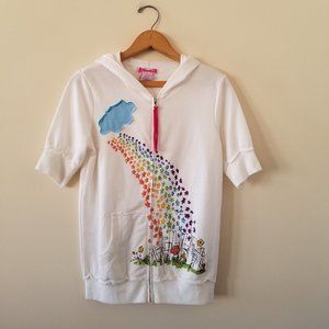 Fun Fun Short Sleeve Full Zipper Hoodie Size Large